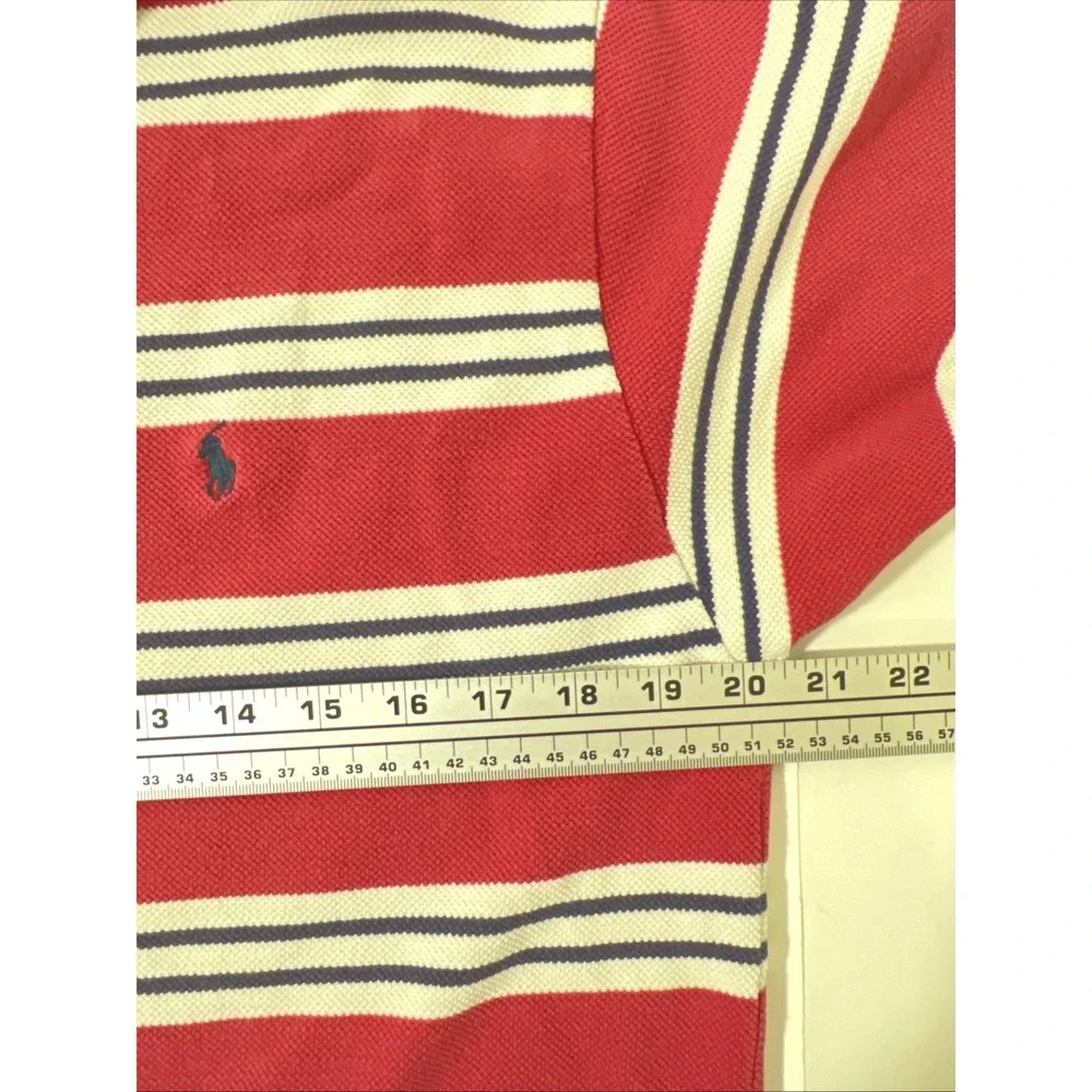 Polo by Ralph Lauren Mens XL Red White Blue‎ Stripe Polo 100% Cotton Bolivia